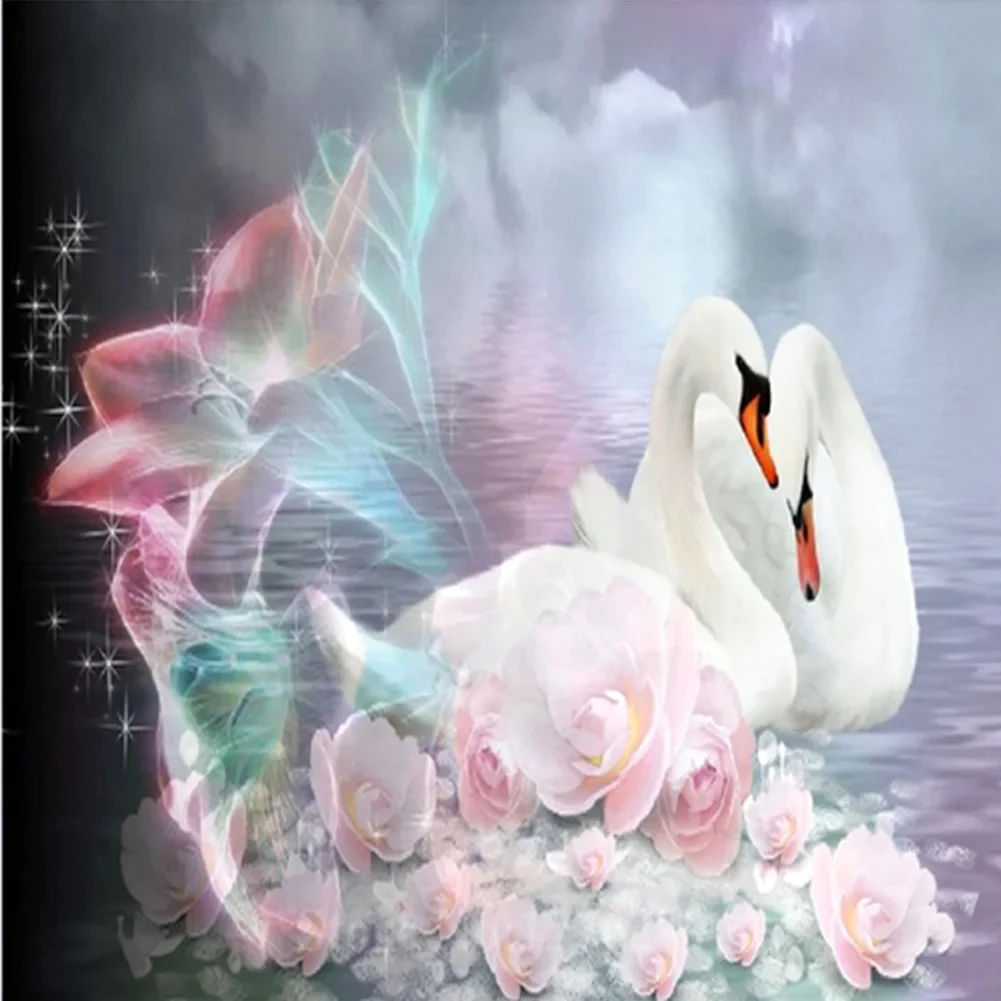 Алмазная мозаика «лебеди» открытка