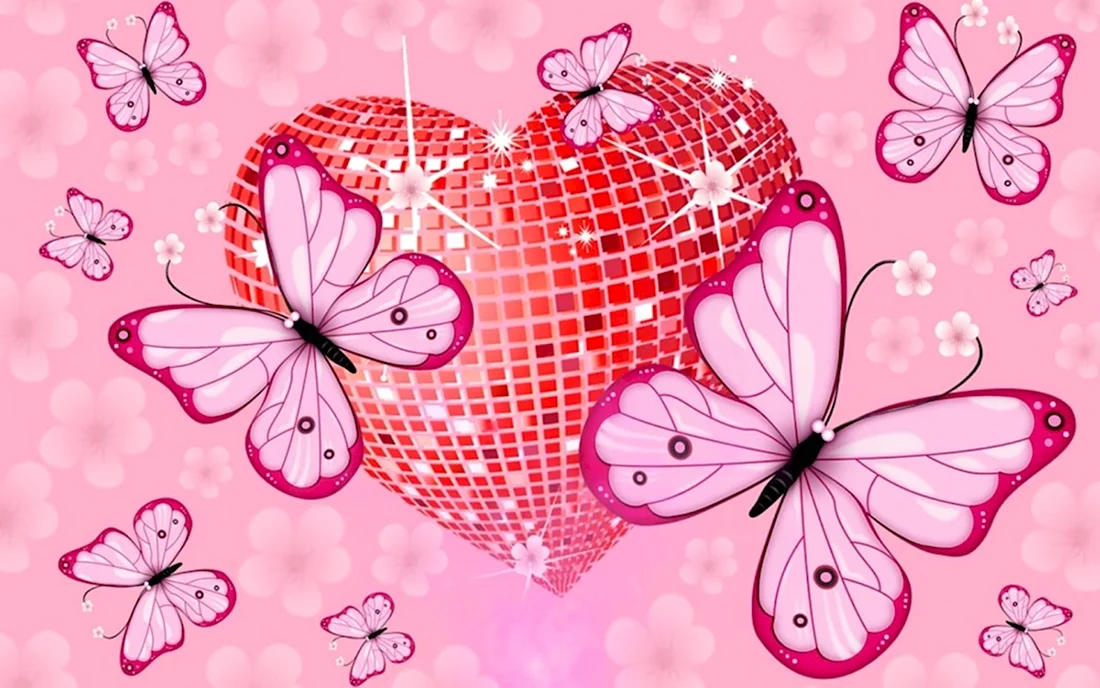 Бабочки-сердечки открытка