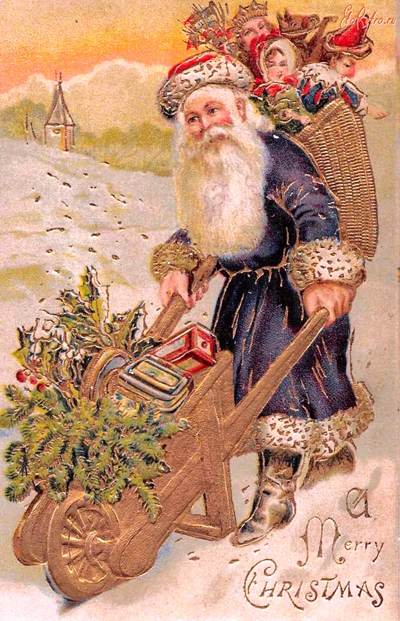 Дед Мороз Винтажная открытка открытка