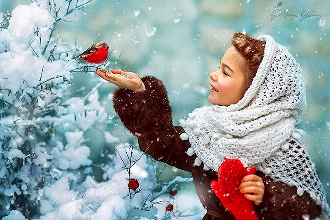 Девочка зима открытка