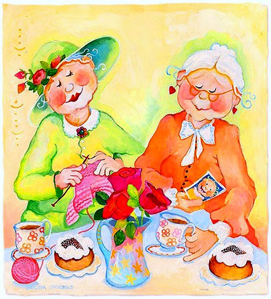 Две Веселые бабушки открытка