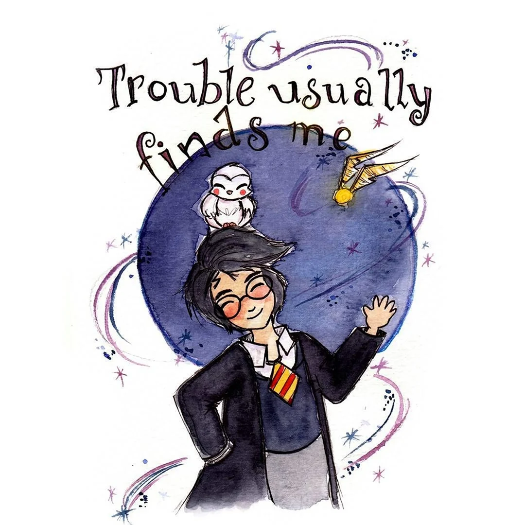 Гарри Поттер иллюстрации акварель открытка