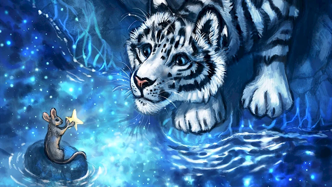 Голубой водяной тигр 2022 открытка