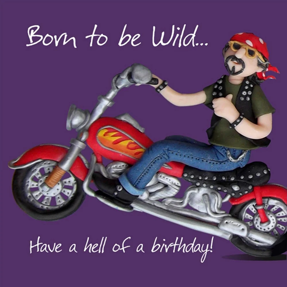 Happy Birthday мужчине с мотоциклом открытка