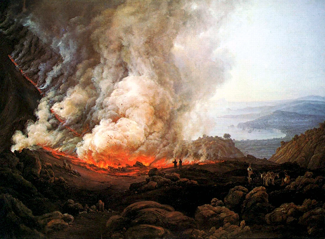 Юхан Кристиан Клаусен даль извержение Везувия. Открытка, картинка с поздравлением, с праздником