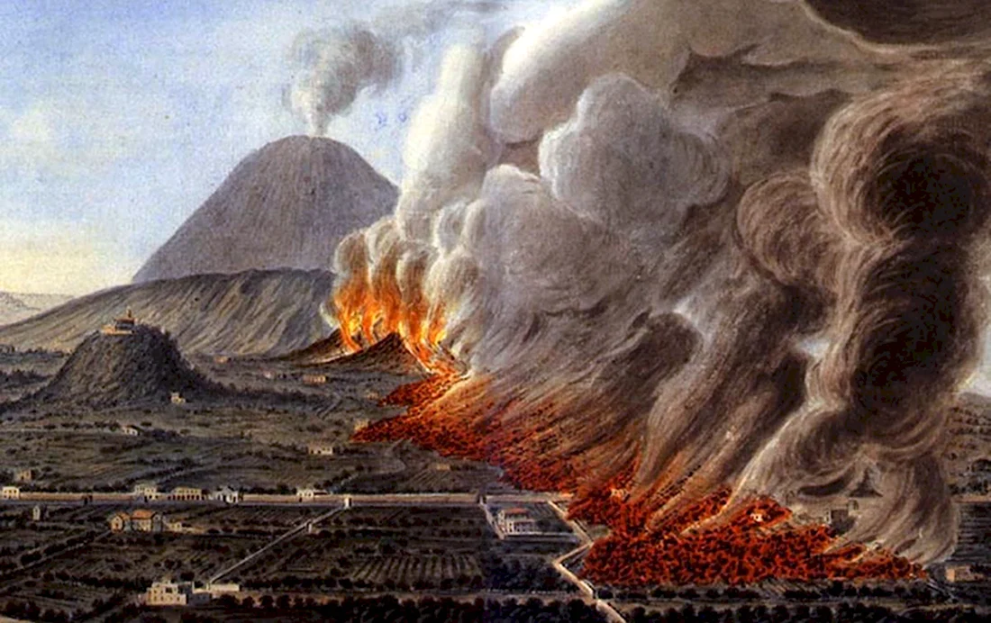 Извержение Везувия Помпеи. Открытка, картинка с поздравлением, с праздником