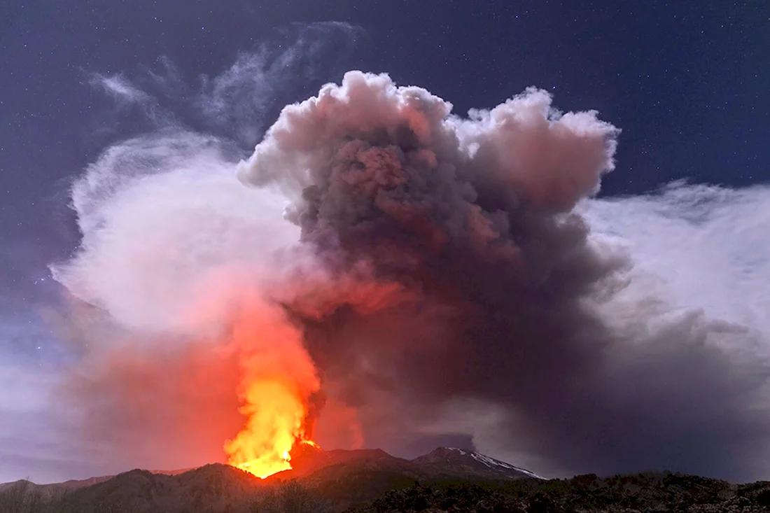 Извержение вулкана Агунг 1963. Открытка, картинка с поздравлением, с праздником