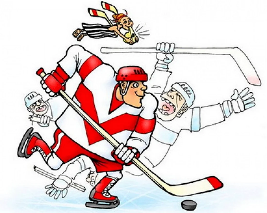 Карикатуры на детский хоккей. Открытка, картинка с поздравлением, с праздником