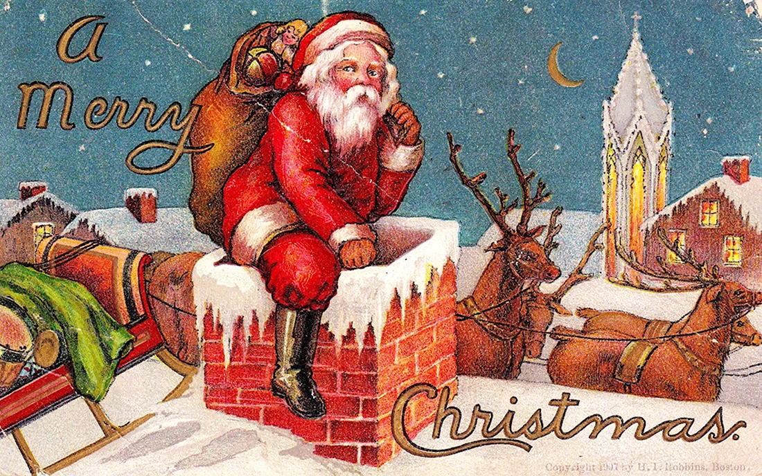 Католическое Рождество Санта Клаус открытка
