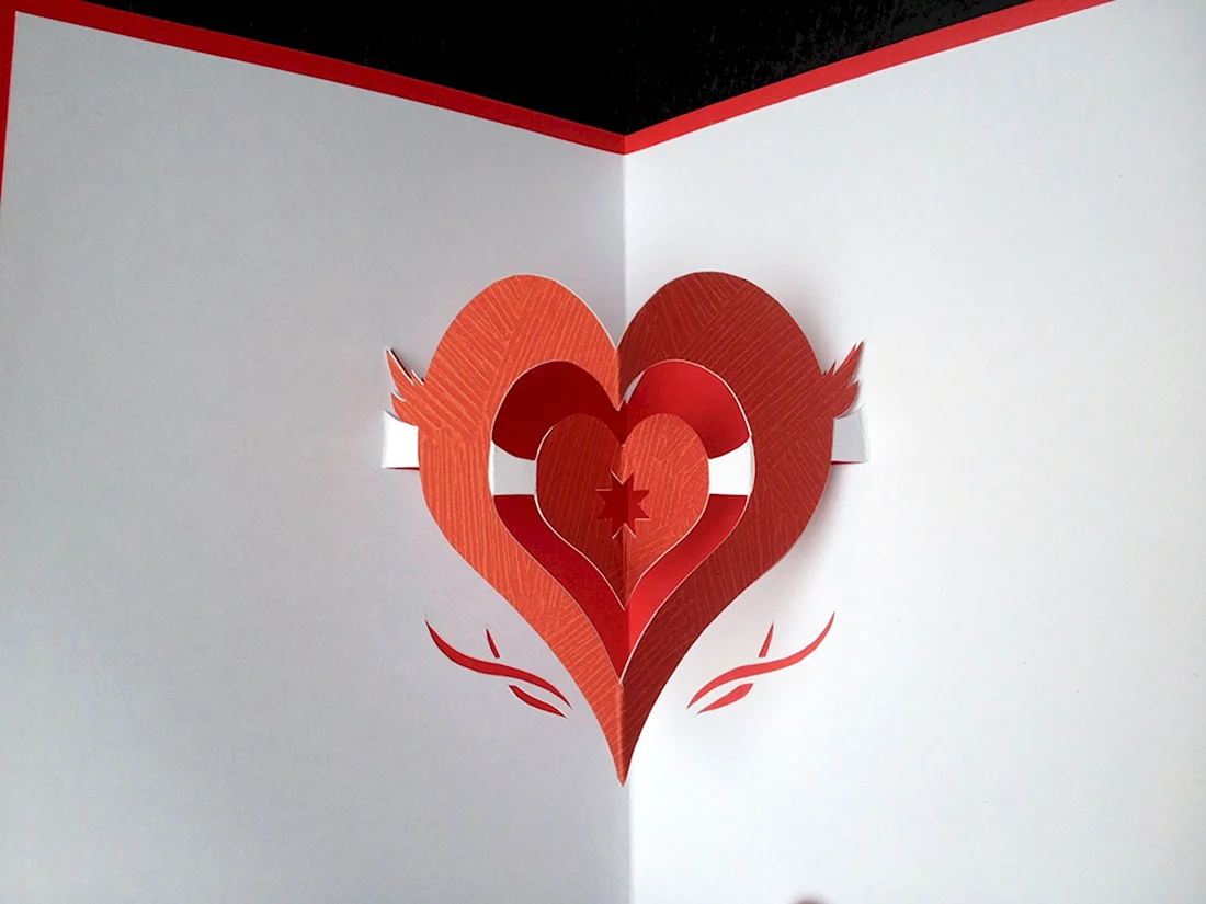 Киригами сердце открытка