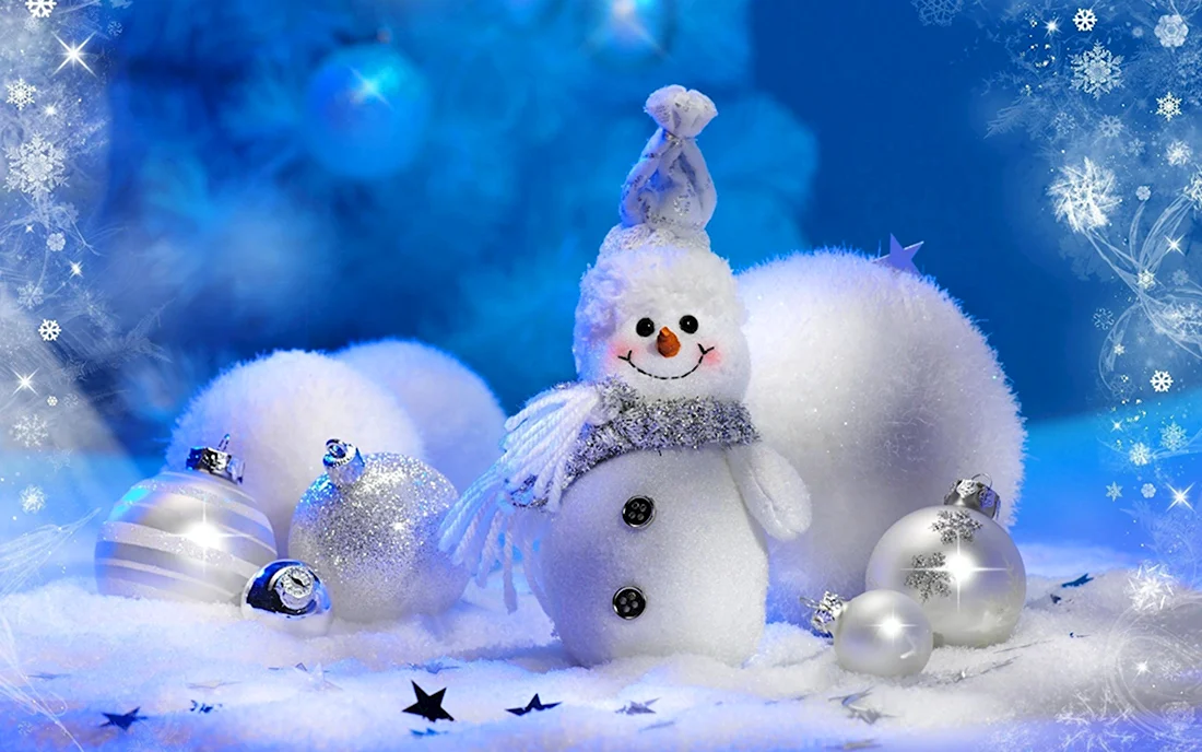 Красивые зимние Снеговики. Открытка для мужчины