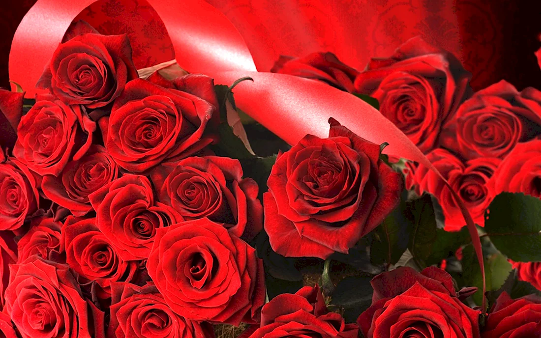 Красные розы. Открытка для женщины