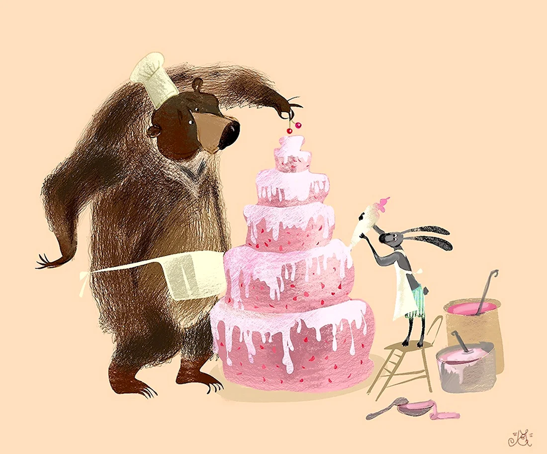 Медведь поздравляет с днем рождения. Открытка для мужчины