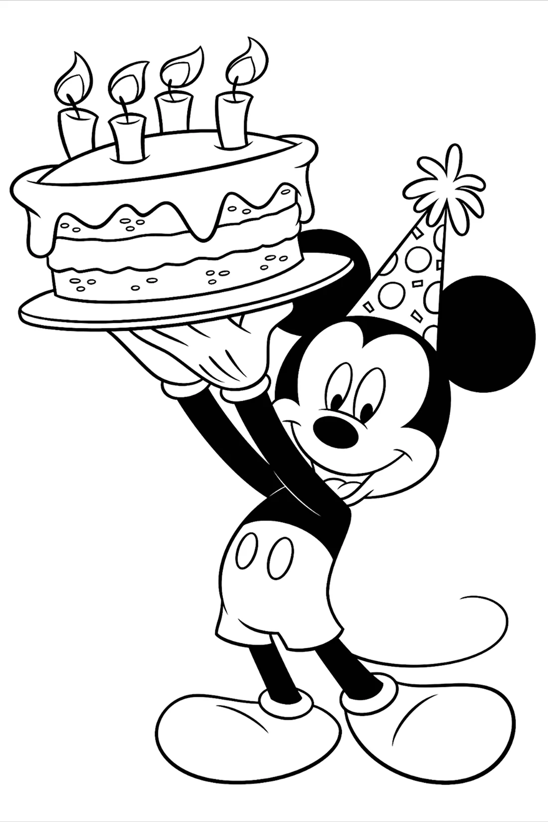Микки Маус с днем рождения раскраска. Открытка для мужчины
