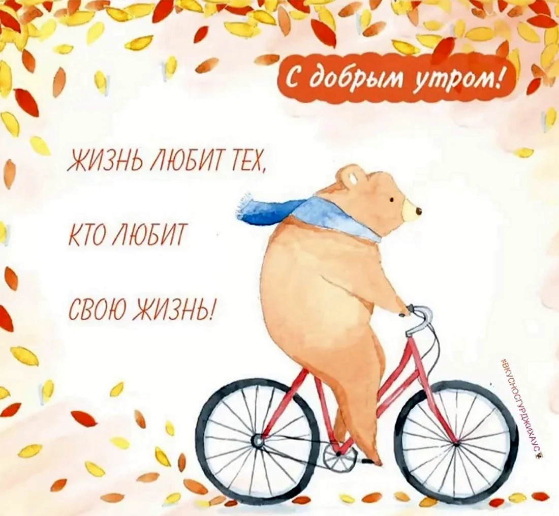 Мишка на велосипеде. Открытка для детей