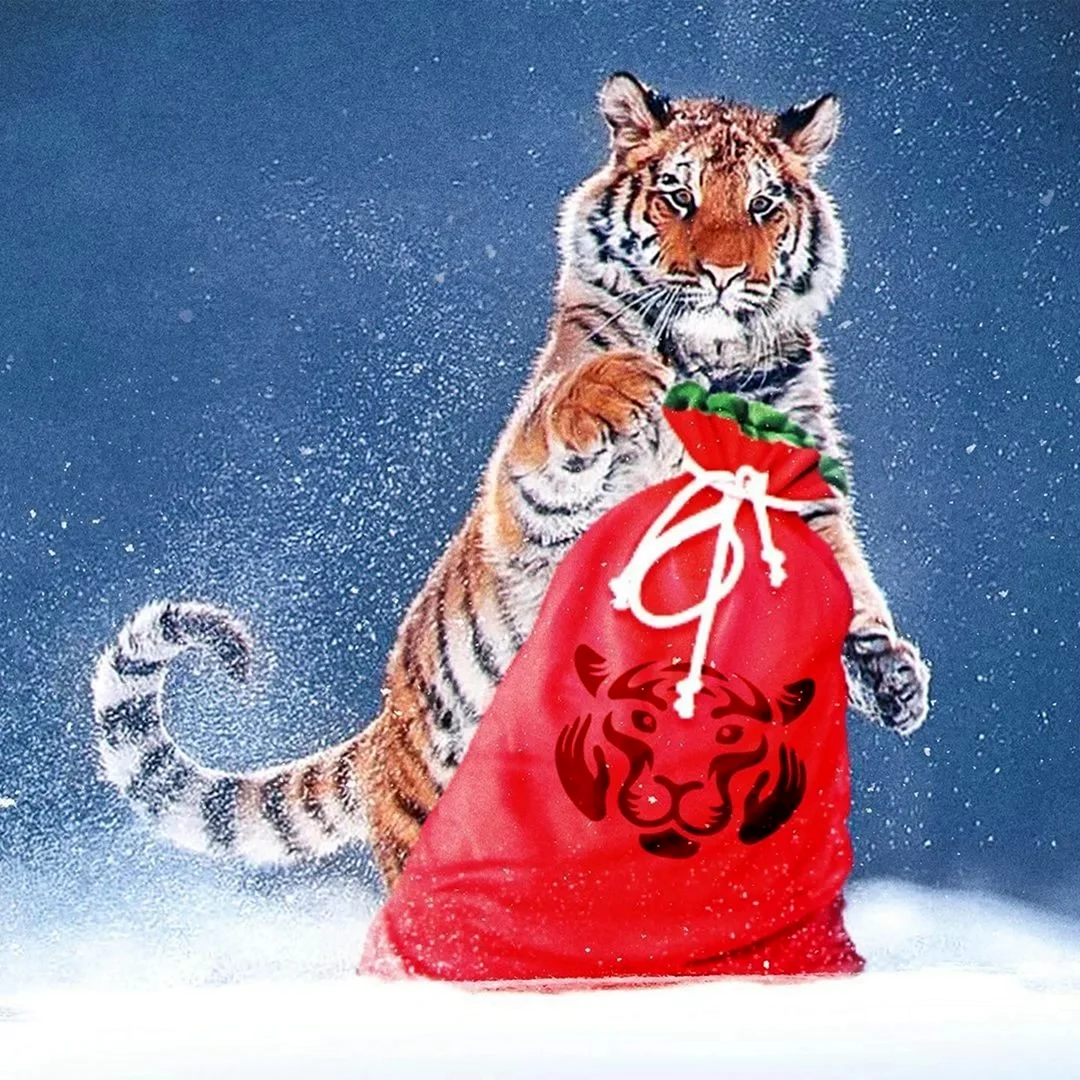 Новогодний тигр открытка