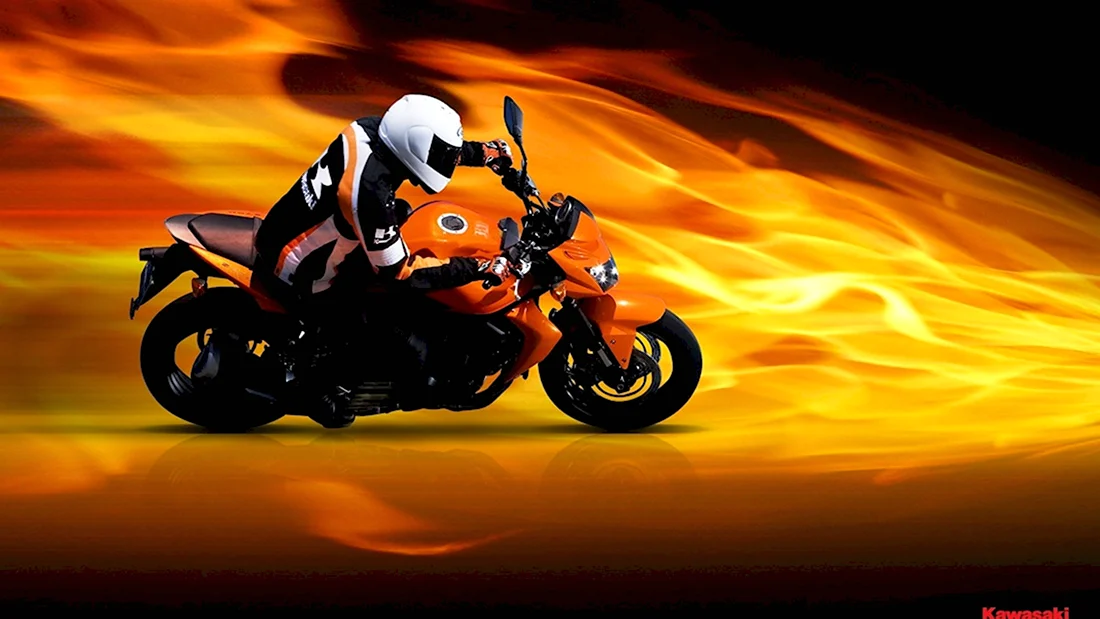 Огненный мотоцикл открытка