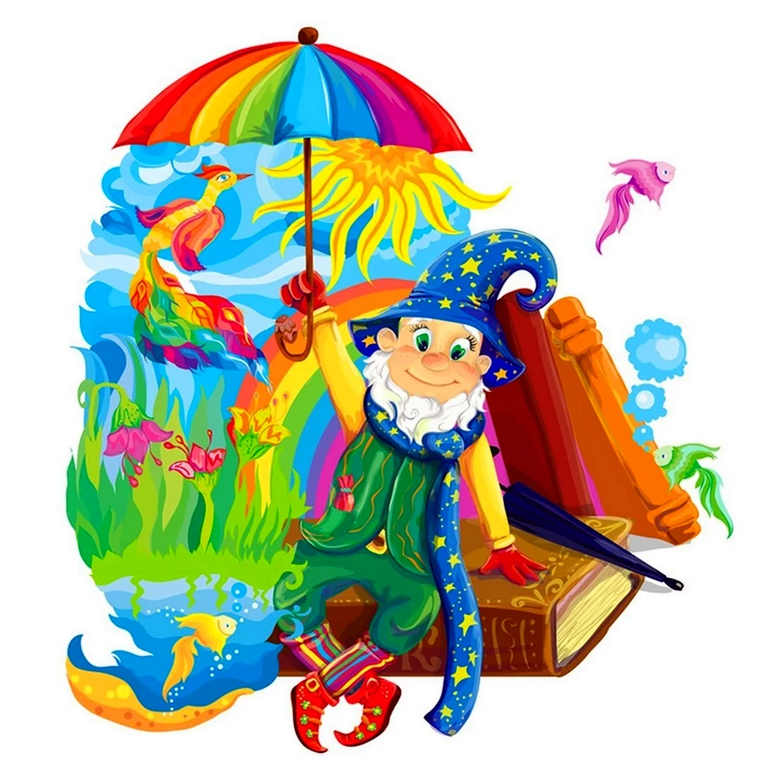 Оле-Лукойе Андерсен зонтик. Открытка, картинка с поздравлением, с праздником