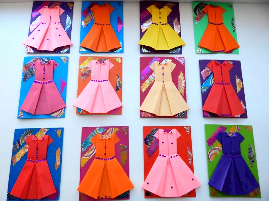 Оригами платье для мамы открытка