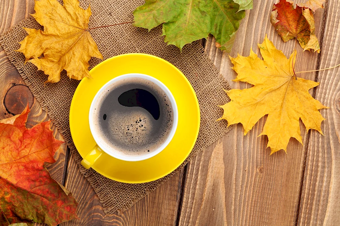 Осень кофе. Открытка для мужчины