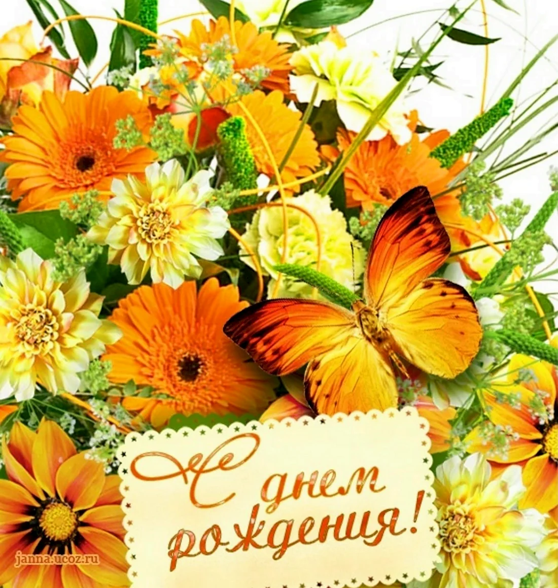 Осенняя открытка с днем рождения. Открытка, картинка с поздравлением, с праздником