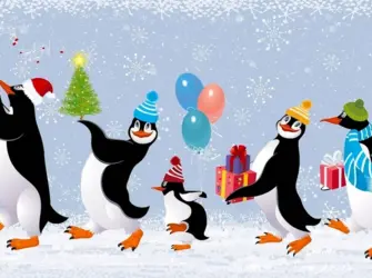 Пингвин новый год. Открытка, картинка с поздравлением, с праздником