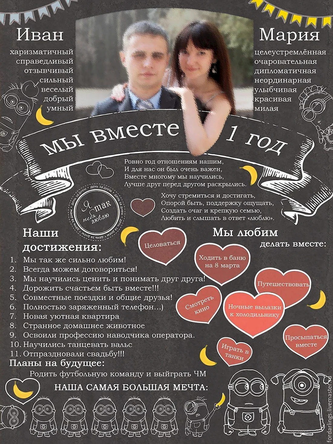 Плакат на юбилей свадьбы. Открытка для мужчины