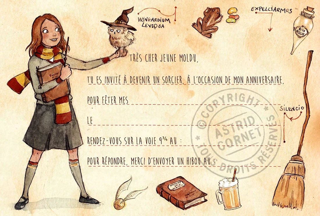 Приглашение на день рождения Гарри Поттер открытка