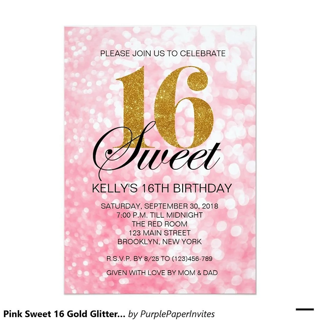 Приглашение на Sweet 16. Открытка для женщины