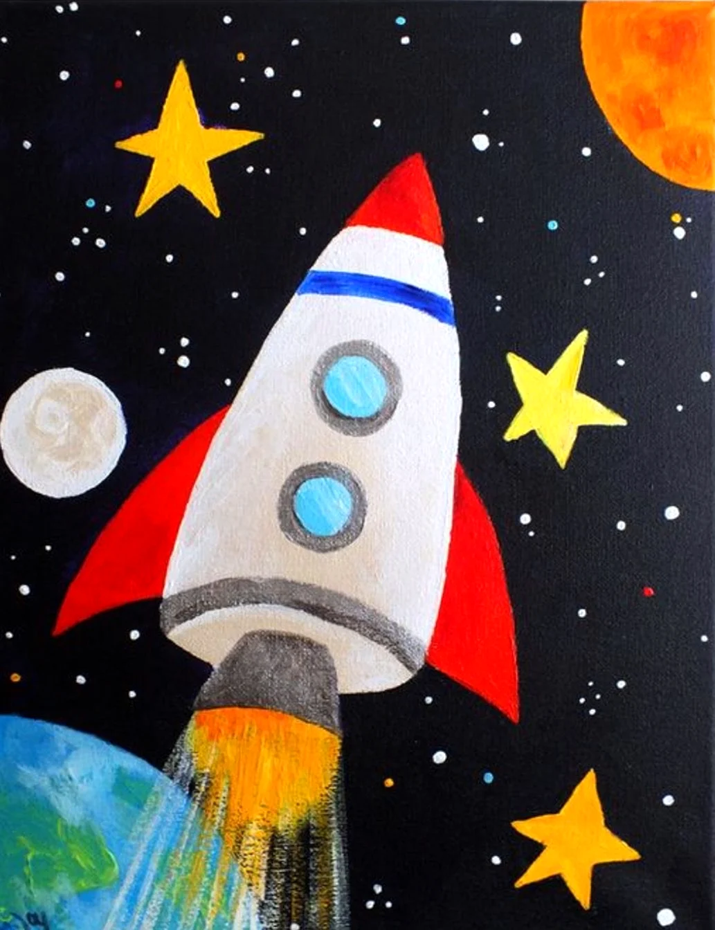 Рисование для детей космос открытка
