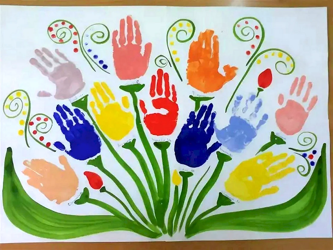 Рисование ладошками в детском саду открытка