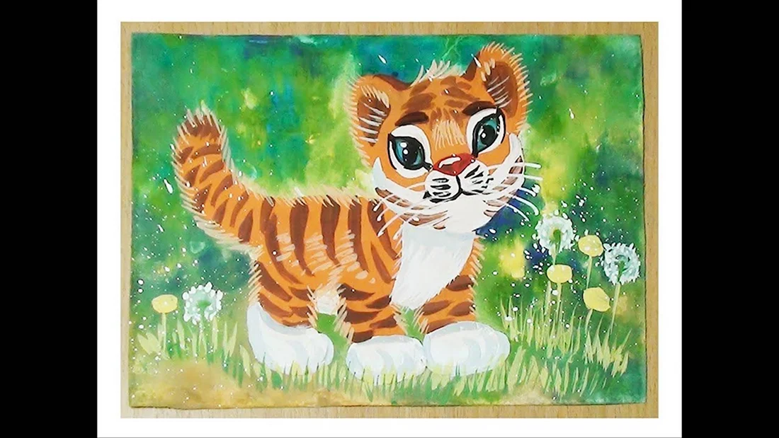 Рисованиеидля детей тигр открытка