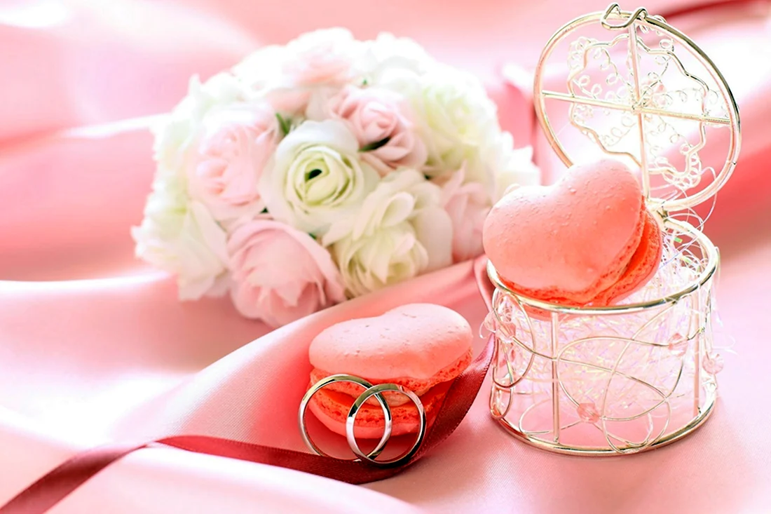 Розовая свадьба открытка