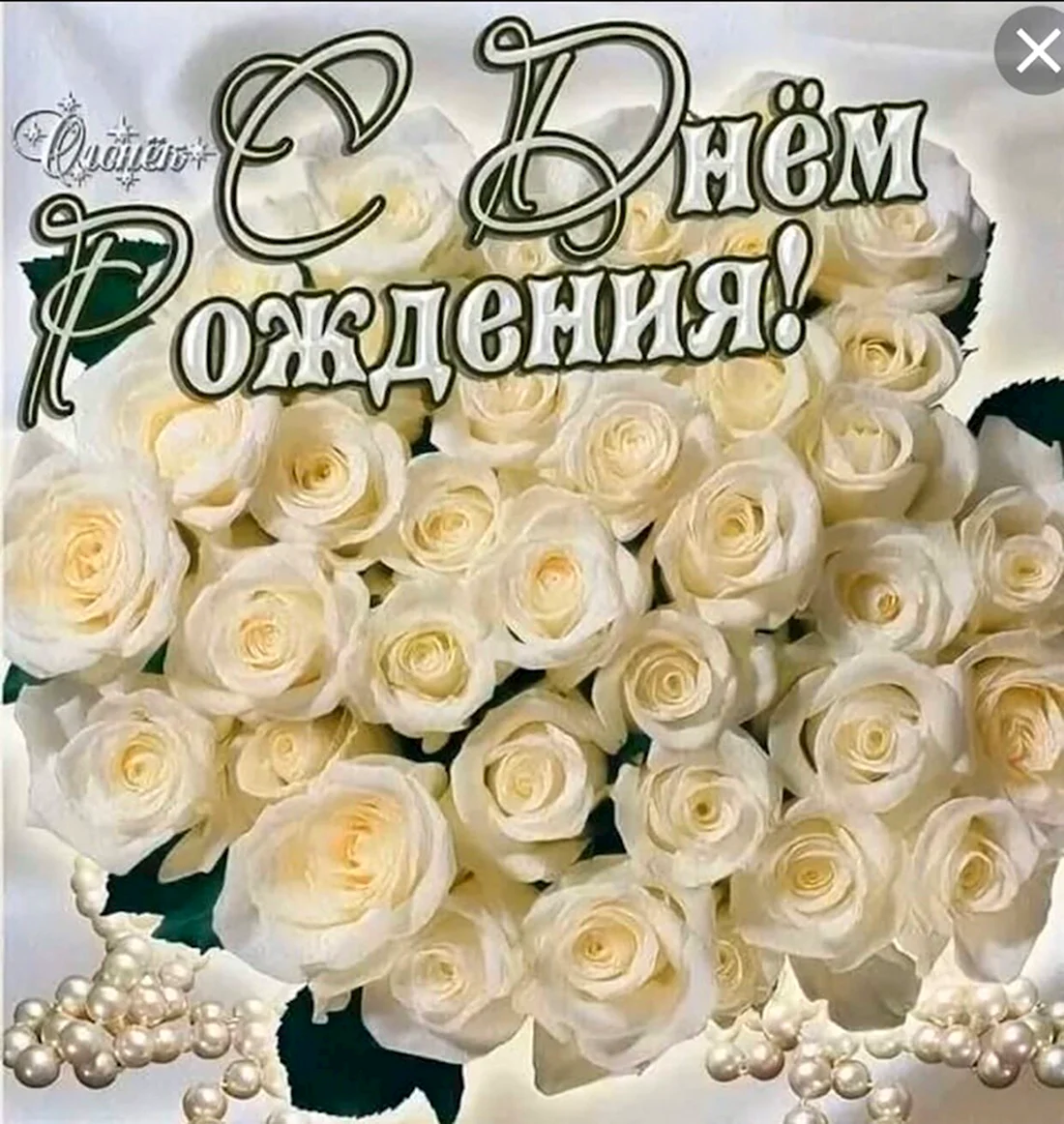 С днём рождения белые розы открытка