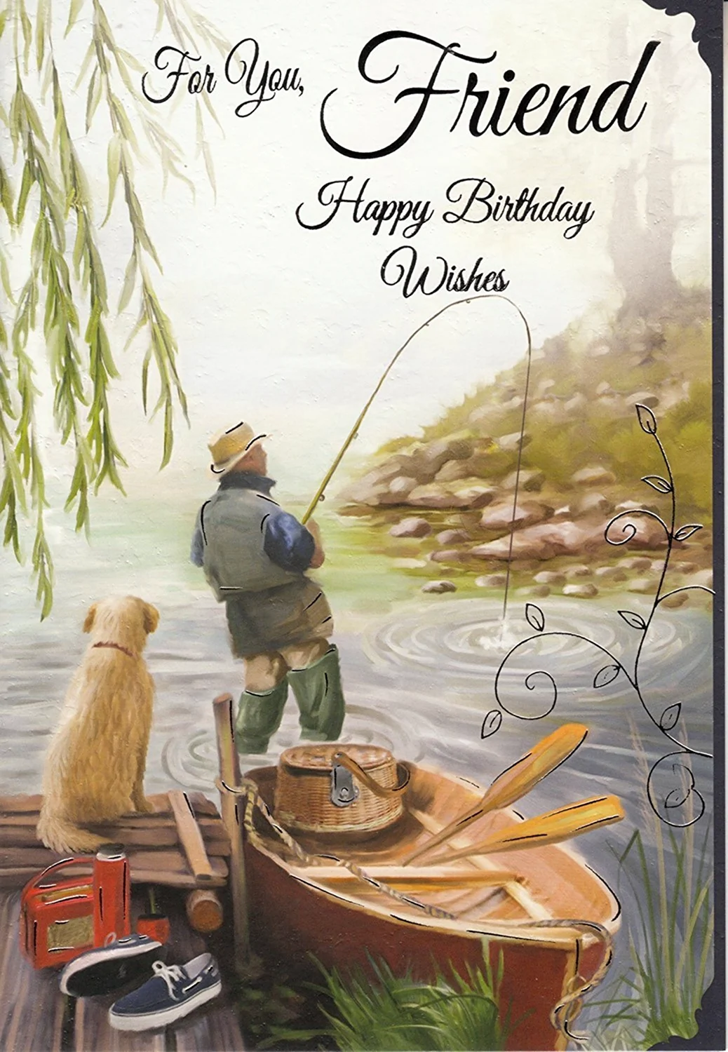 С днём рождения мужчине рыбаку. Открытка для мужчины