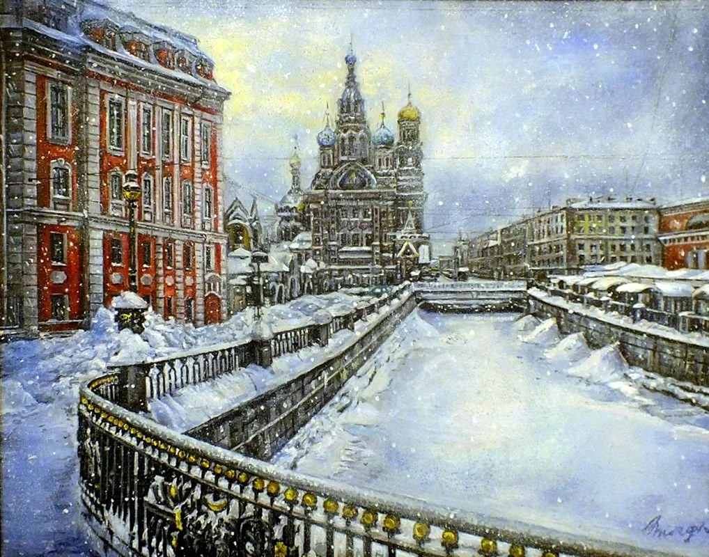 Санкт-Петербург зима спас. Открытка для мужчины
