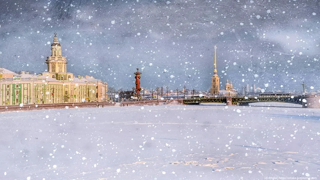 Санкт-Петербург зимой. Открытка для мужчины