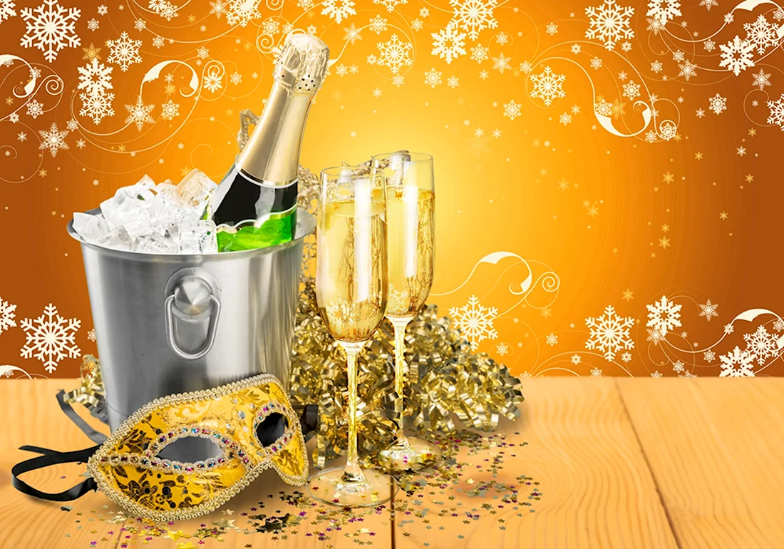 Шампанское новый год открытка