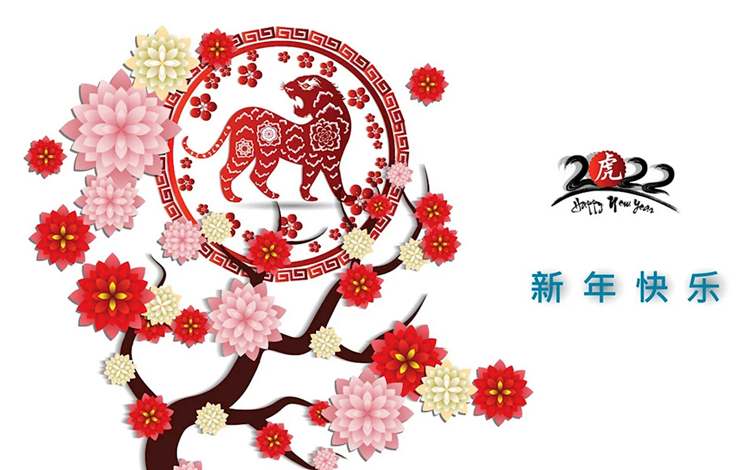 Символ китайского нового года 2022. Открытка для мужчины