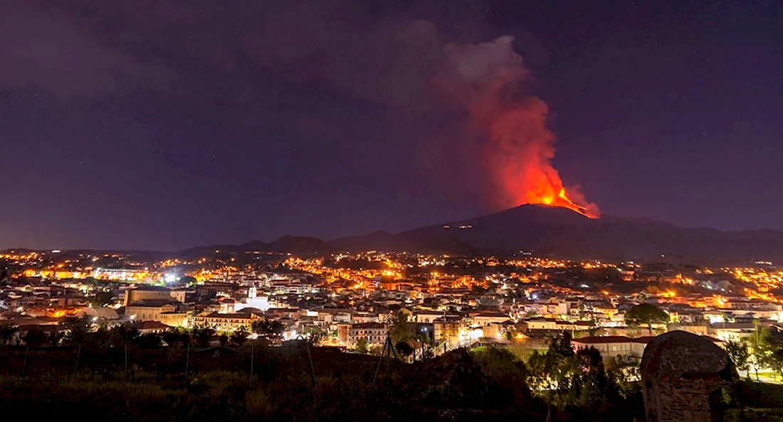 Сицилия Этна. Открытка, картинка с поздравлением, с праздником