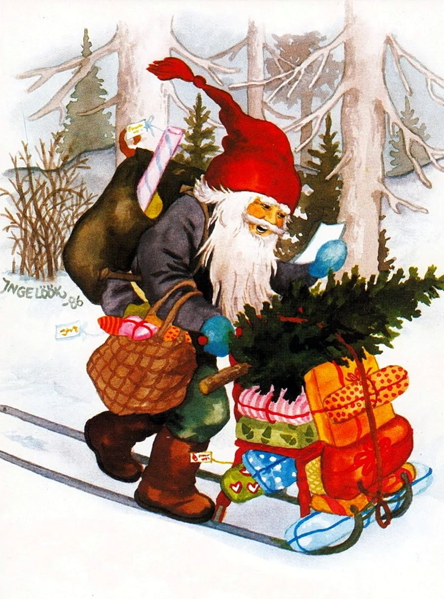 Скандинавский дед Мороз йоулупукки открытка