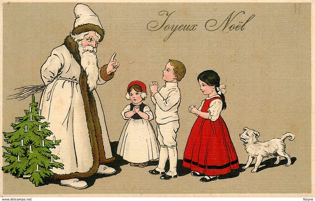 Старинная Рождественская открытка. Открытка для мужчины