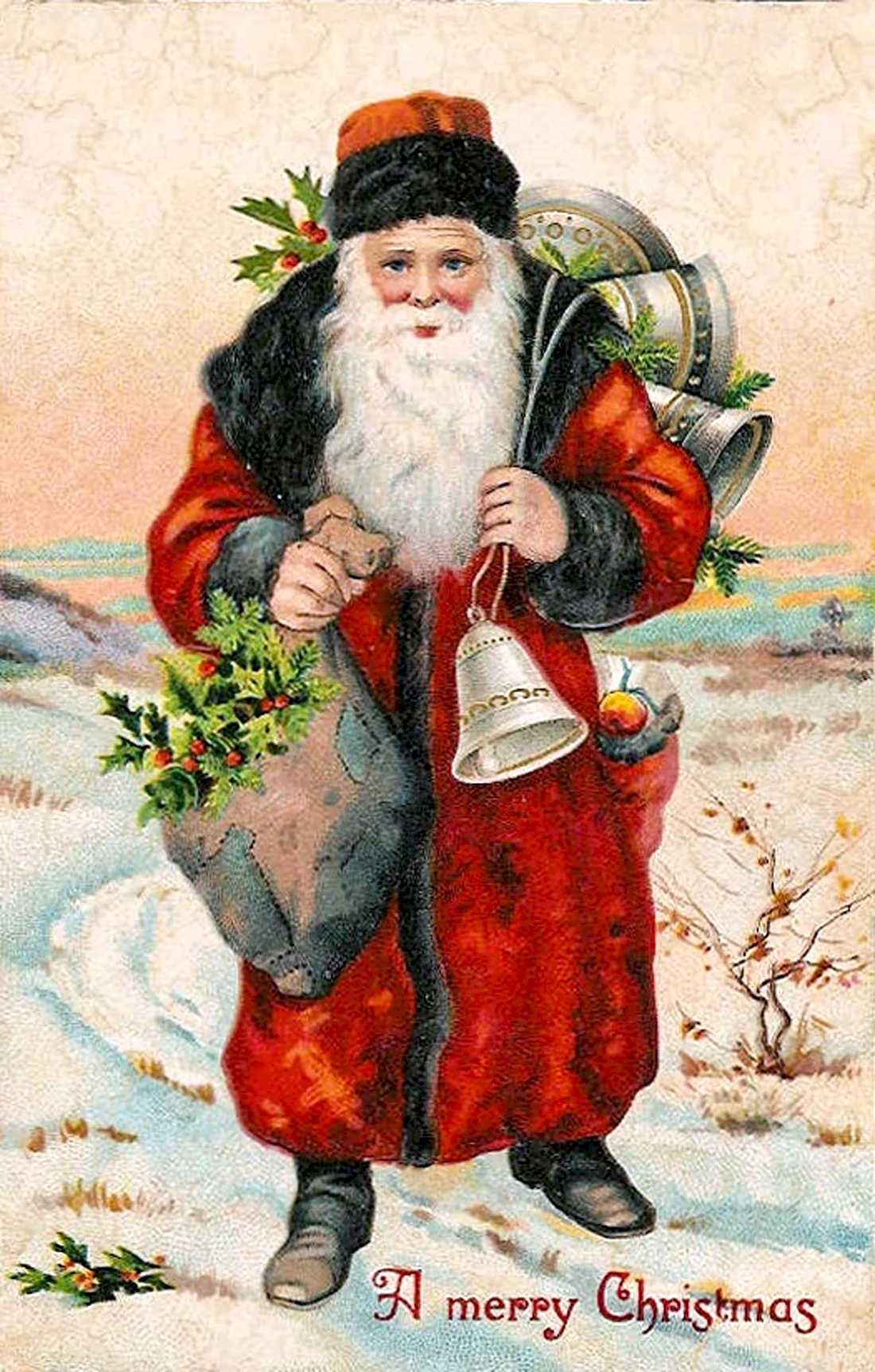 Старинный дед Мороз открытка