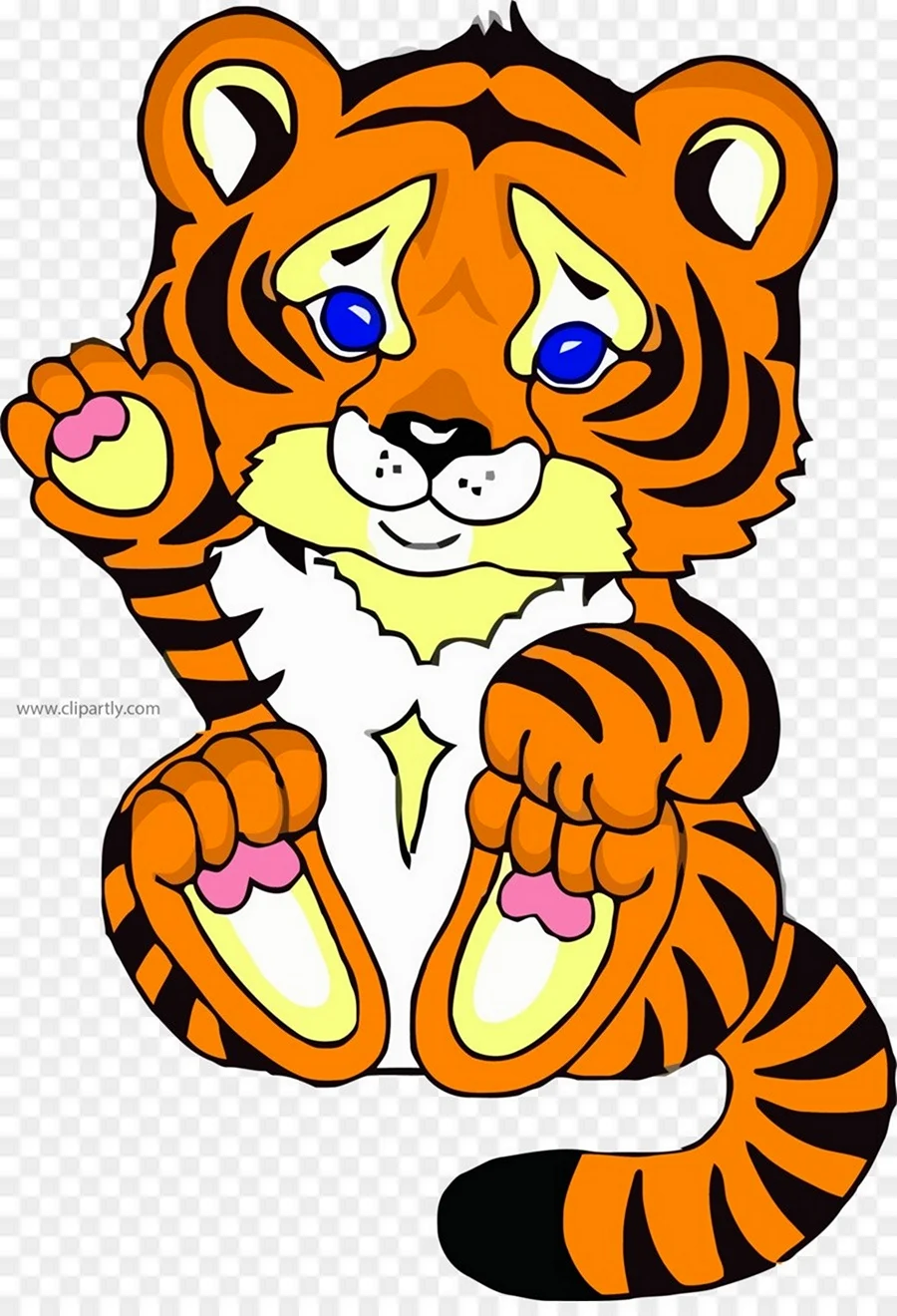 Тигр мультяшный открытка
