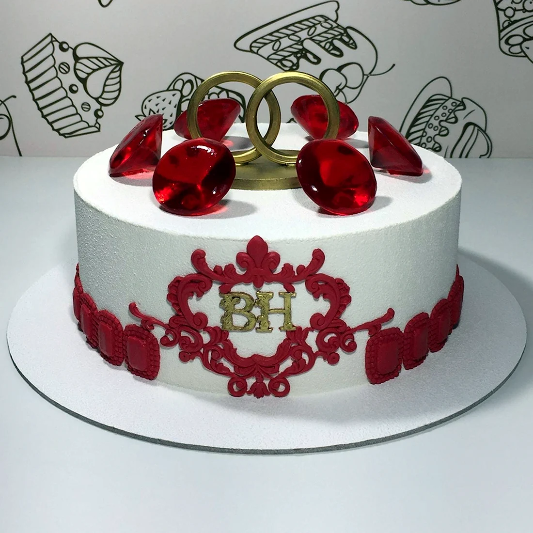 Торт на рубиновую свадьбу. Открытка для мужчины