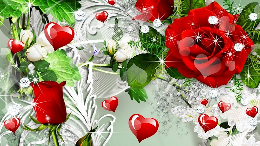 Цветы сердечки открытка
