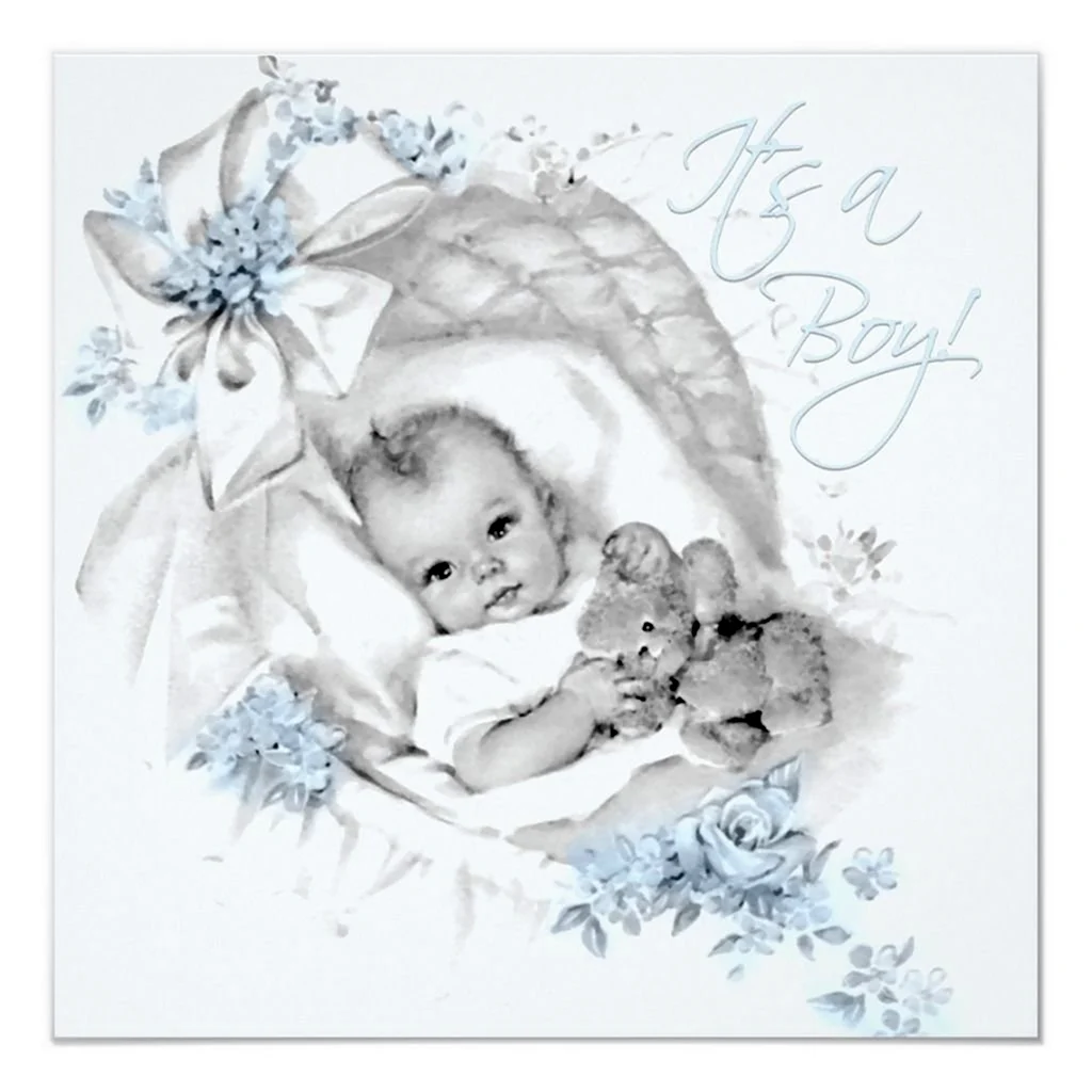 Винтажные открытки с новорожденным. Открытка для детей