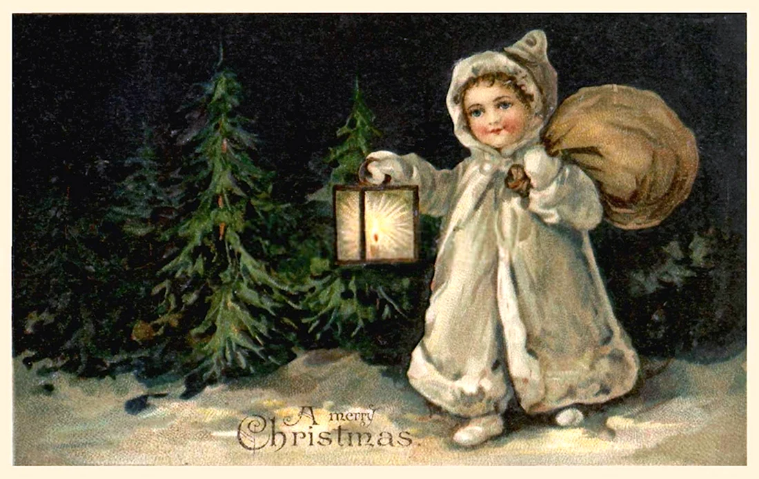 Винтажные Рождественские открытки прошлого века. Открытка для мужчины
