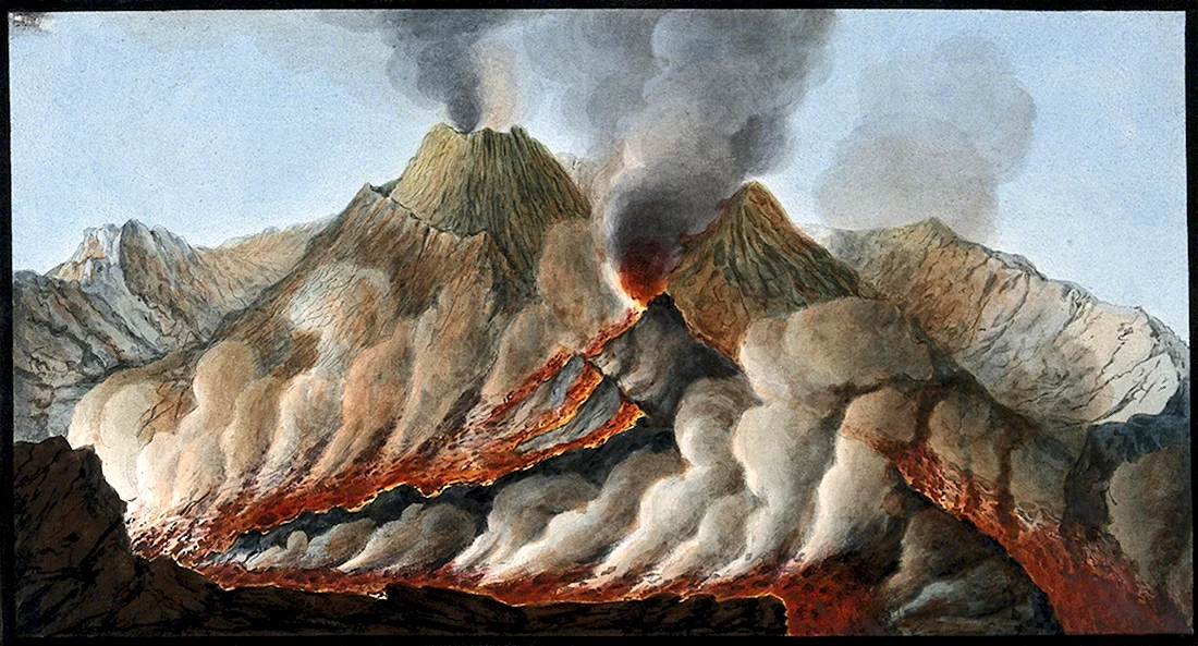 Вулкан Везувий извержение Помпеи. Открытка, картинка с поздравлением, с праздником