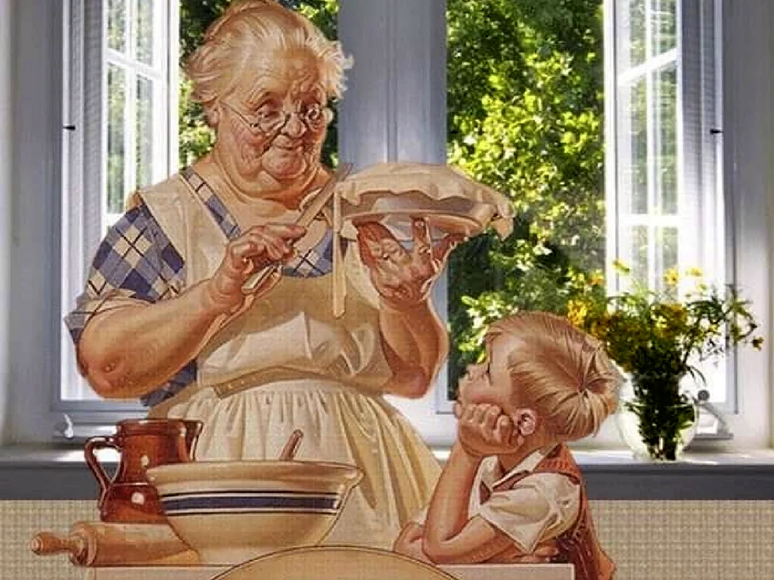 Бабушка и внучка. Открытка с поздравлением